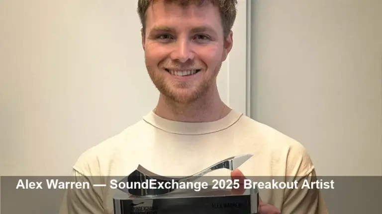 Alex Warren Named SoundExchange 2025 Breakout Artist