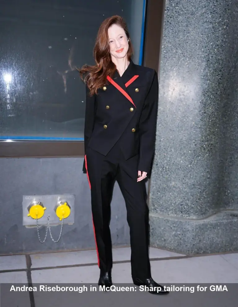 Andrea Riseborough in McQueen on Good Morning America