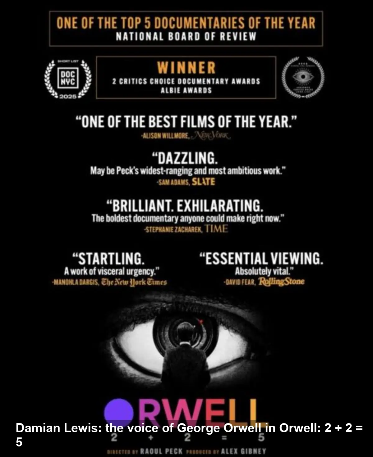 Damian Lewis Brings Orwell to Life in 2 + 2 = 5 Documentary