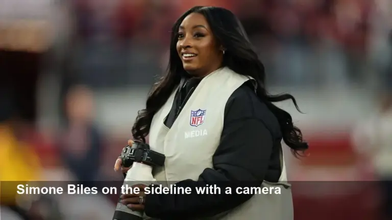 Simone Biles Serves as Photographer at Bears-49ers