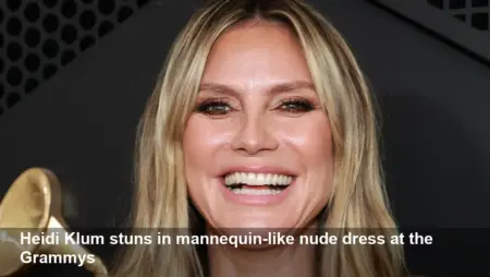 Heidi Klum Stuns in Mannequin Nude Dress at Grammys