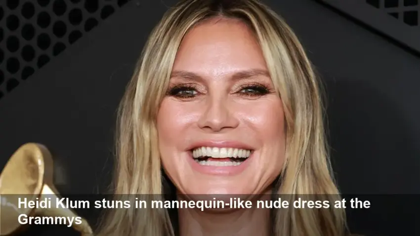 Heidi Klum Stuns in Mannequin Nude Dress at Grammys