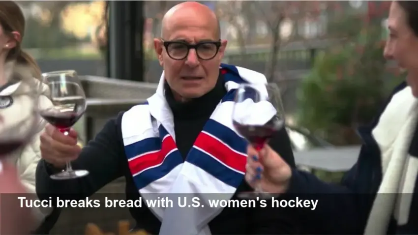 Stanley Tucci Dines with U.S. Women's Hockey Team in Milan